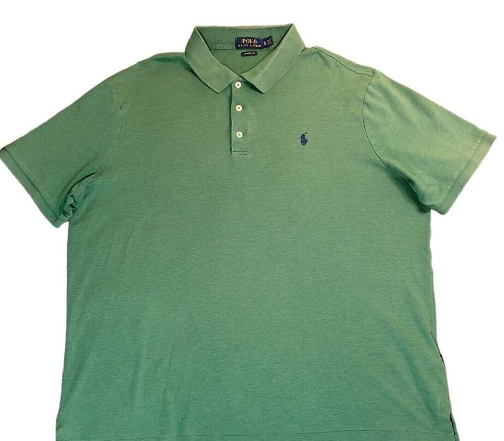 Polo Ralph Lauren Mens XL Classic Fit Green Short Sleeve Polo Shirt Preppy